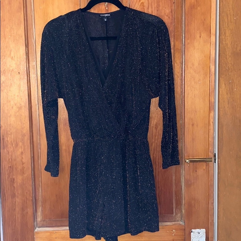 EXPRESS black and gold long sleeve romper